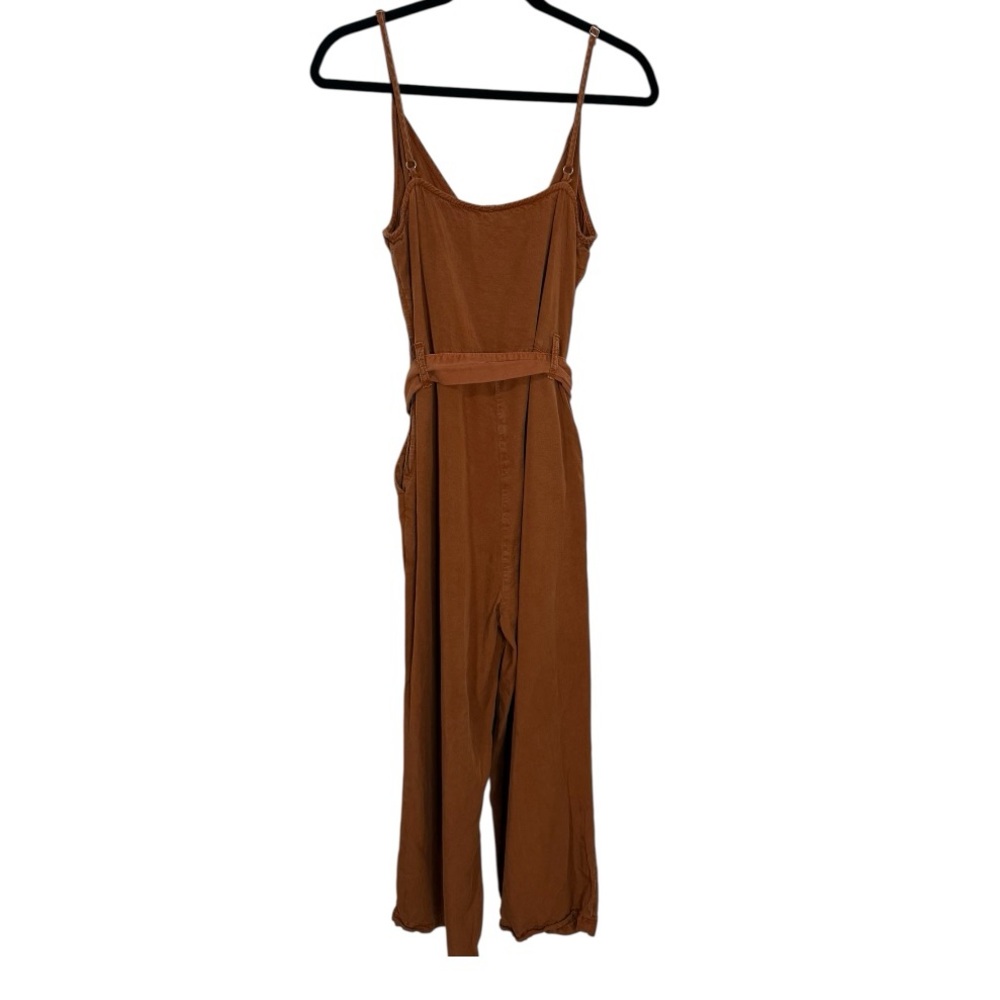 Free People Jade Jumpsuit Caraway Wrap Wide Leg Lyocell Size 12 Boho - Picture 7 of 10